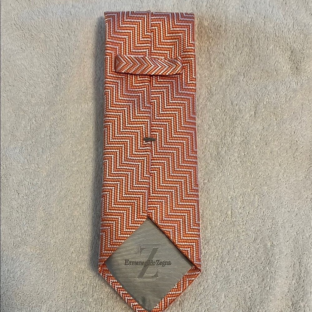 Ermenegildo Zegna Orange Herringbone Tie